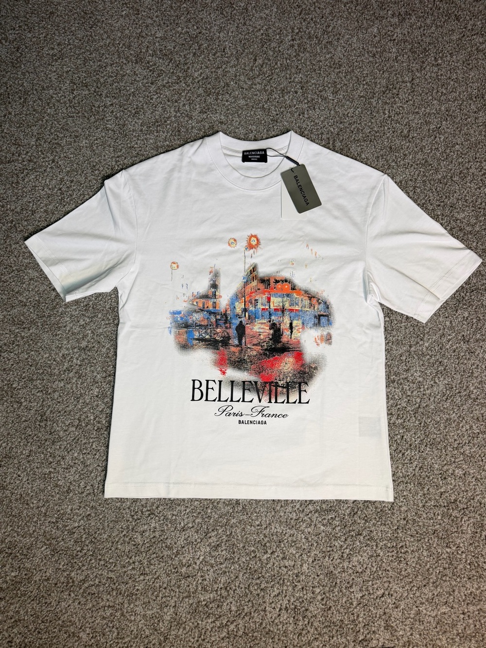 Balenciaga White Belleville Graphic Short-Sleeve Tee